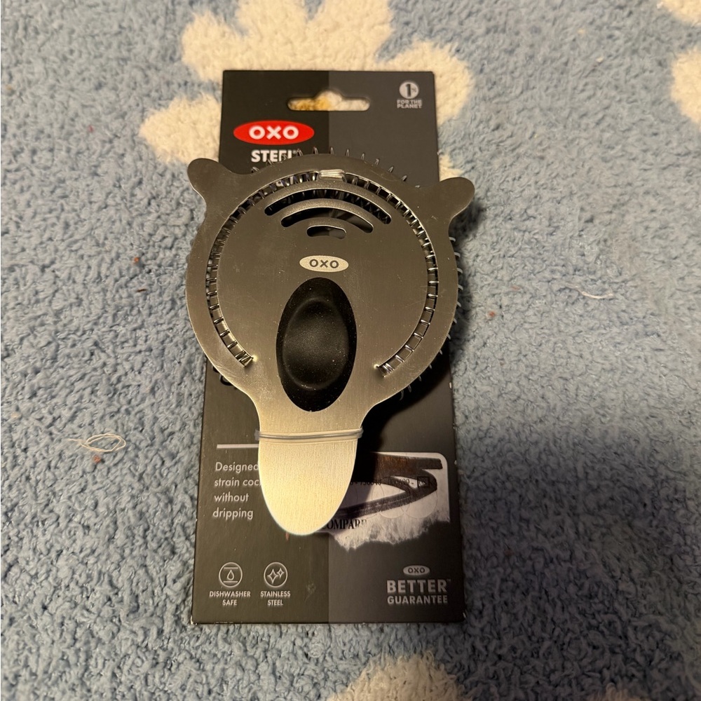 OXO Steel Cocktail Strainer with Black Accents